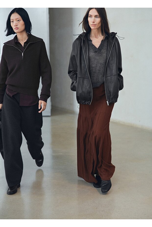 Dikişli uzun triko etek - 7