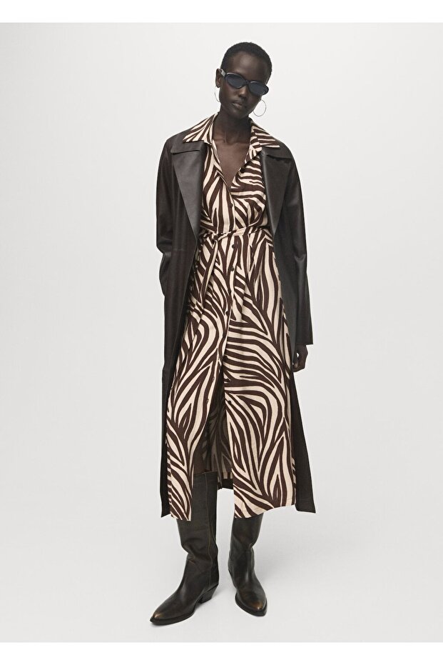 Desenli gömlek elbise - 2