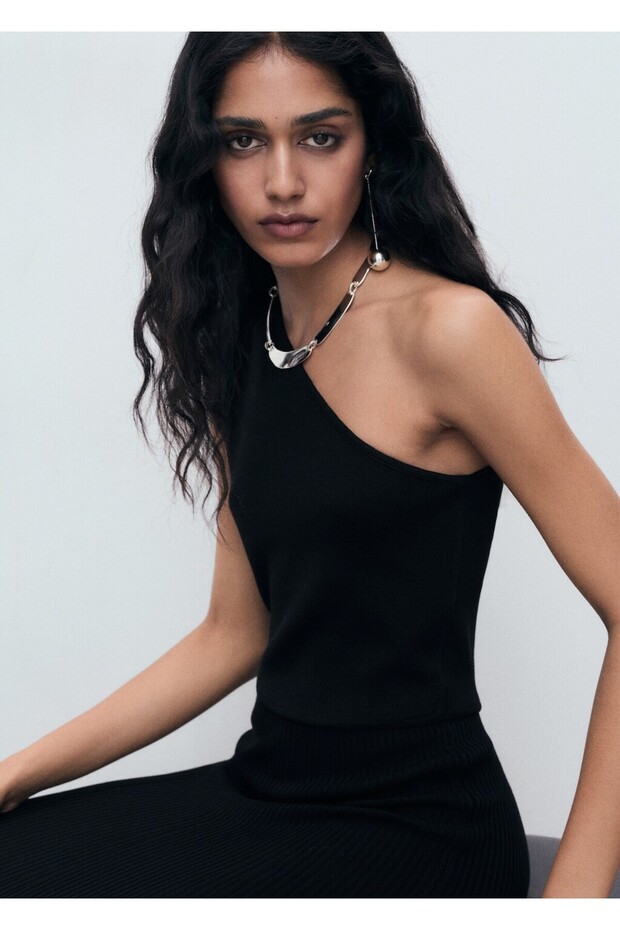 Asimetrik triko elbise - 7