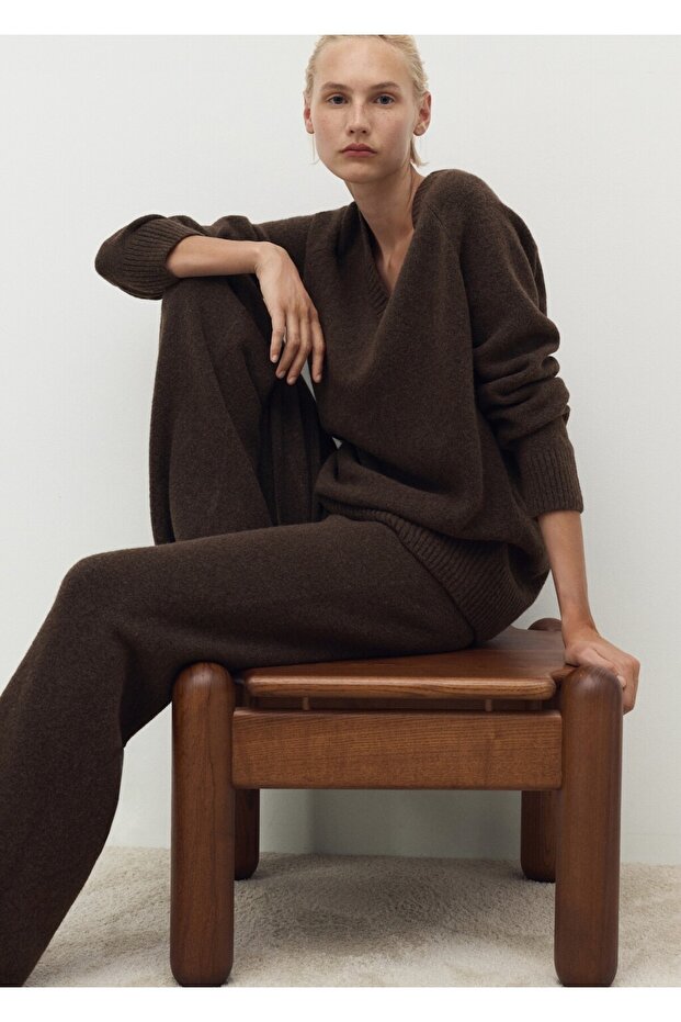 Düz kesim triko pantolon - 7