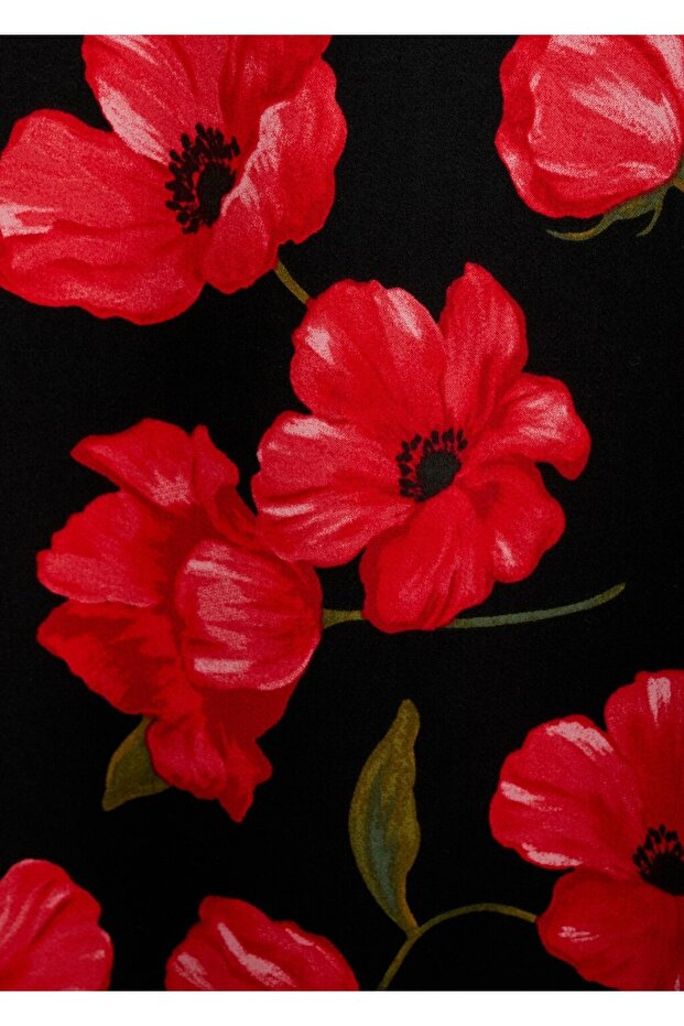 Çiçek desenli evaze etek - 5