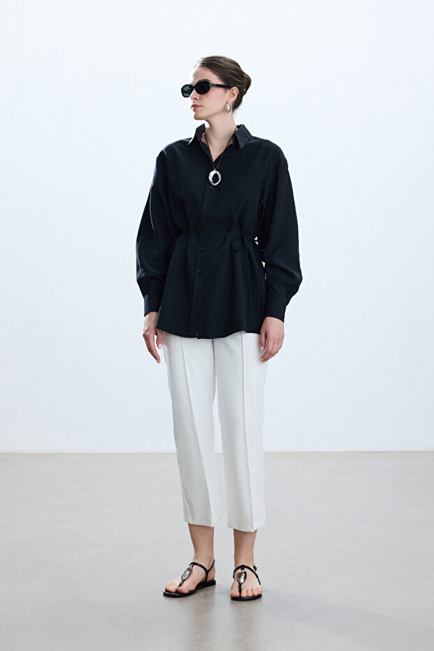 SİYAH MODAL VINTAGE GÖMLEK - 5