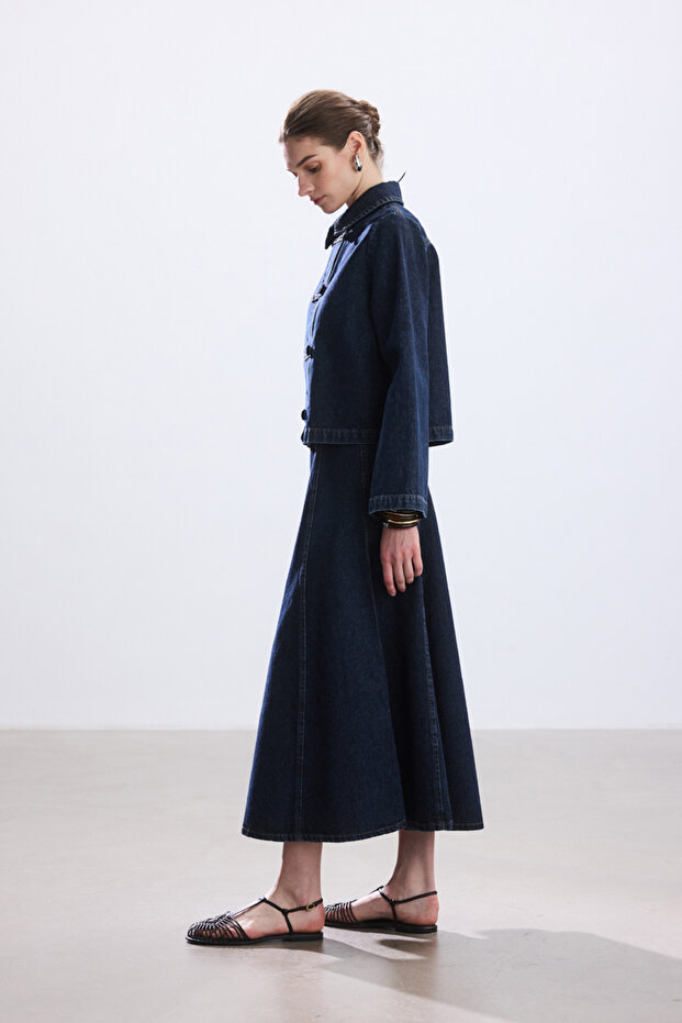 VOLANLI DENİM ETEK - 6