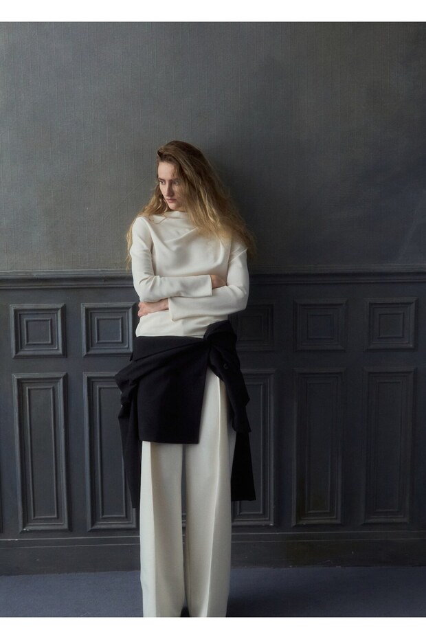 Drape kayık yaka bluz - 2