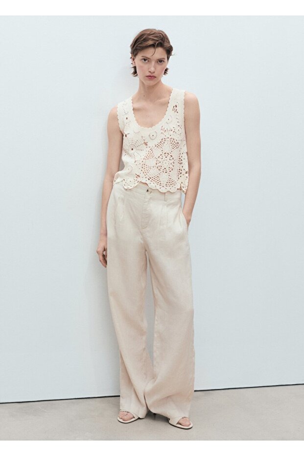 Kroşe çiçekli bluz - 2