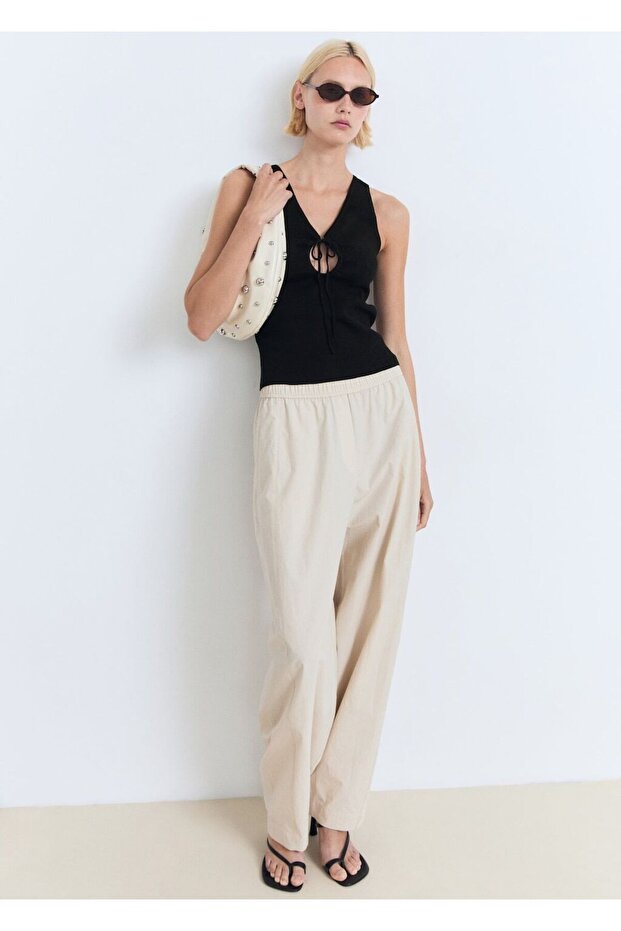 Fiyonklu dokuma bluz - 2