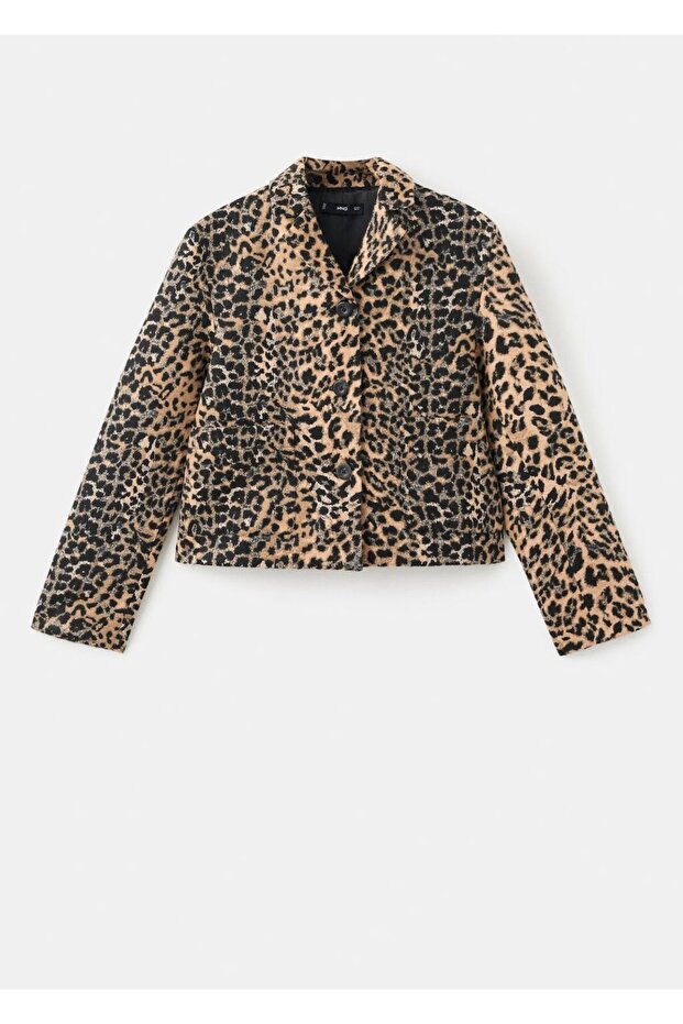 Leopar desenli düğmeli ceket - 3