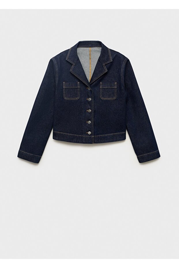 Dar kesim cepli denim ceket - 3