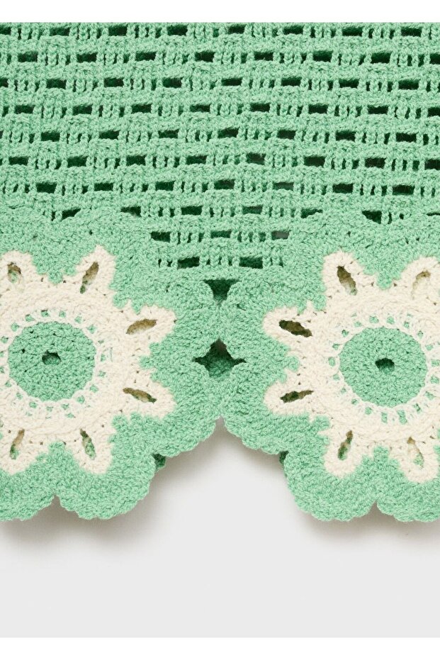 Çiçek detaylı kroşe bluz - 5