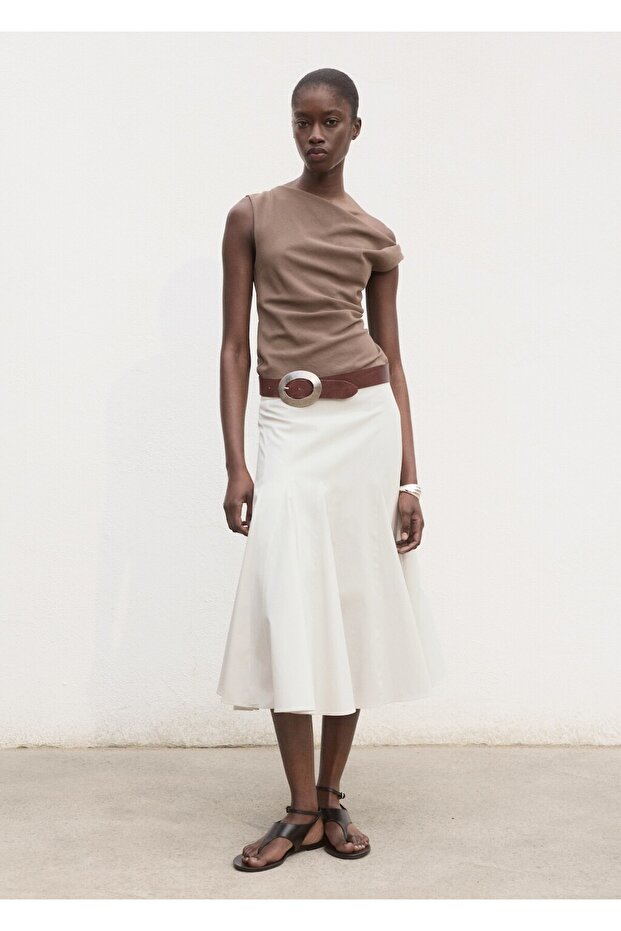 Pileli midi etek - 2