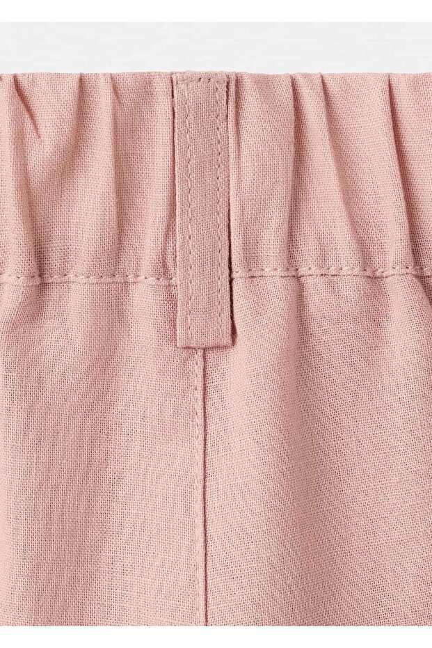 Keten karışımlı bermuda şort - 4