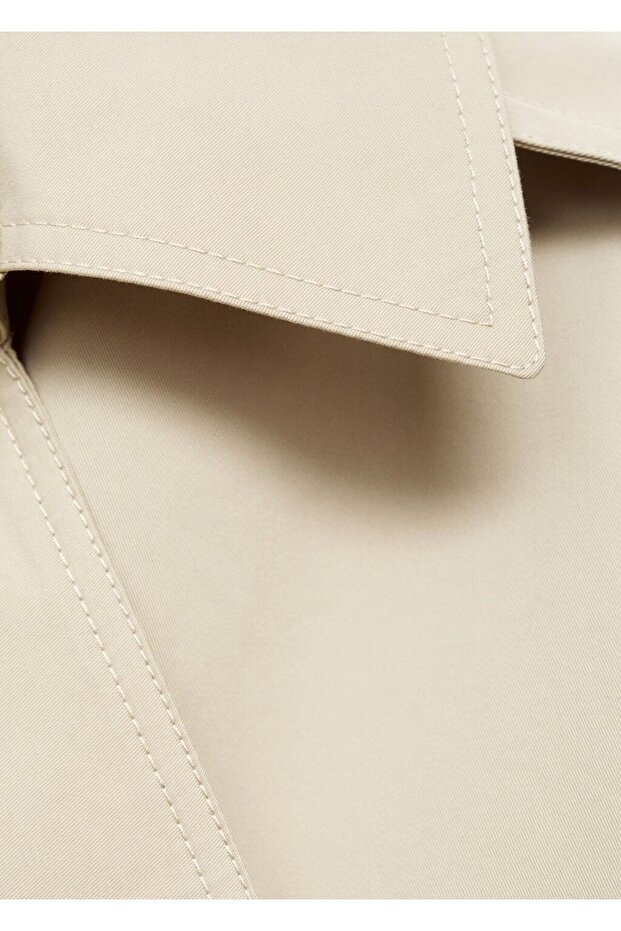 Çift düğmeli kısa trençkot - 5