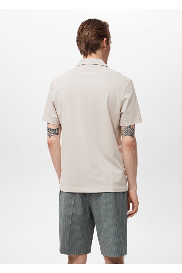 Pamuklu pike polo gömlek - 4