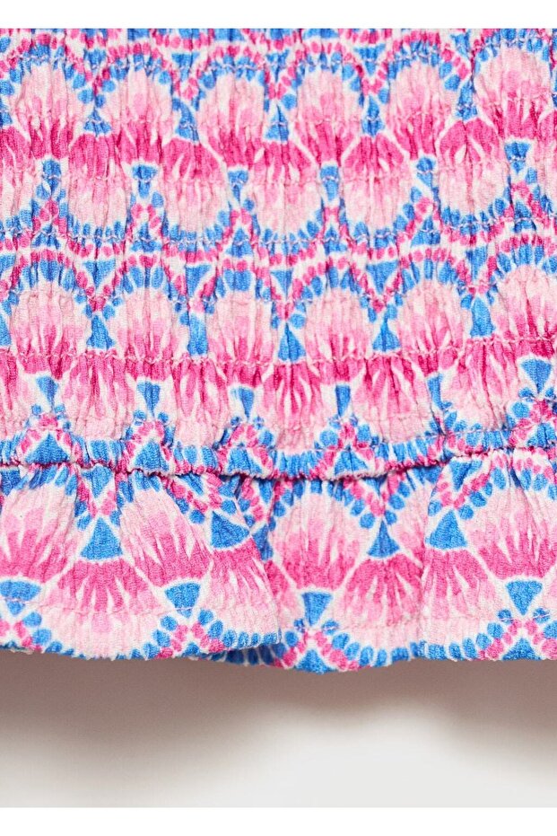 Patterned Drawstring Blouse - 6