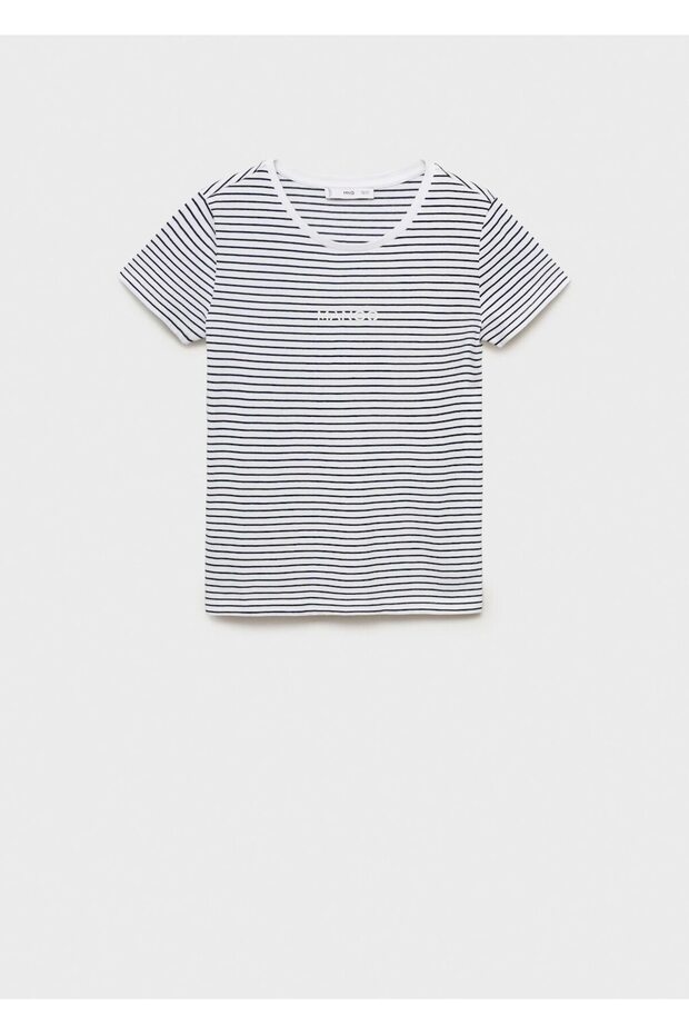 Logolu çizgili tişört - 3
