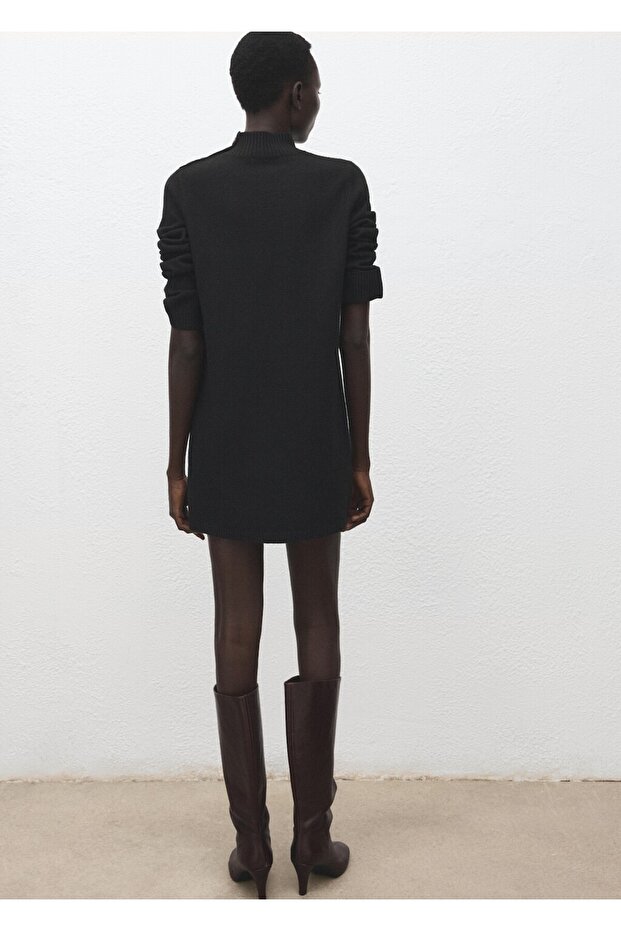 Düğmeli triko elbise - 4