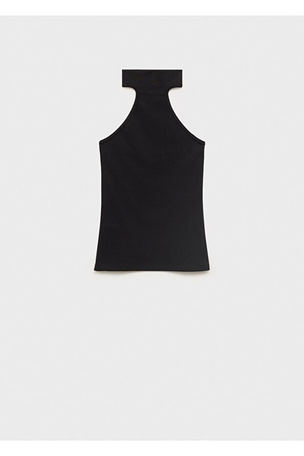 Halter yakalı örgü bluz - 3
