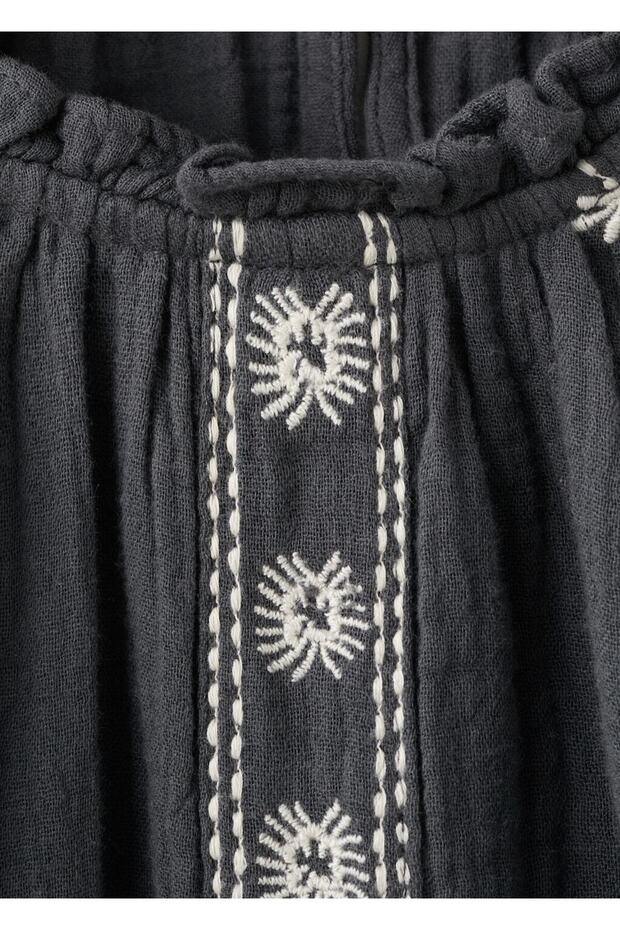 İşlemeli pamuklu bluz - 4