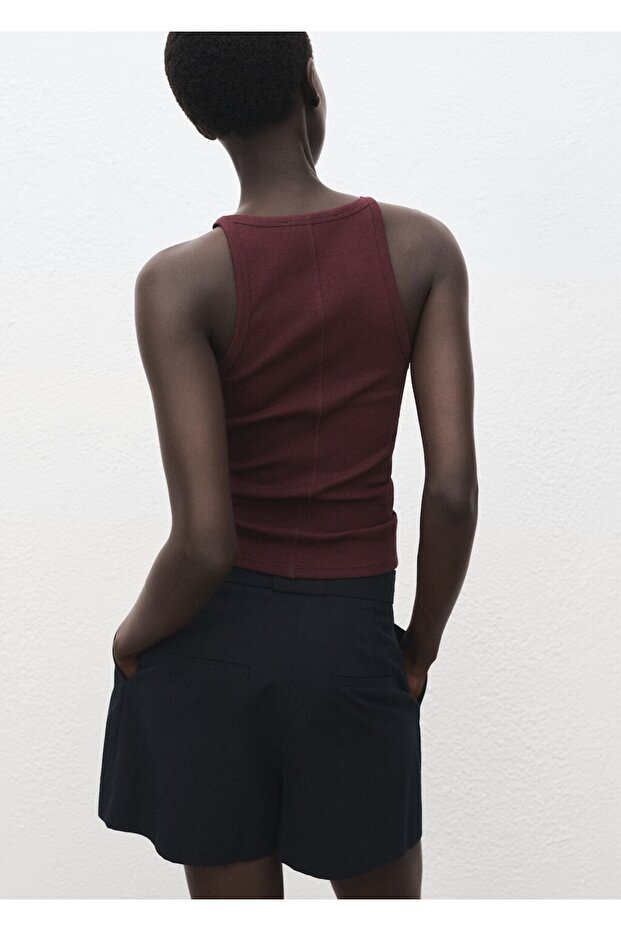 Lastik örgü pamuklu bluz - 4