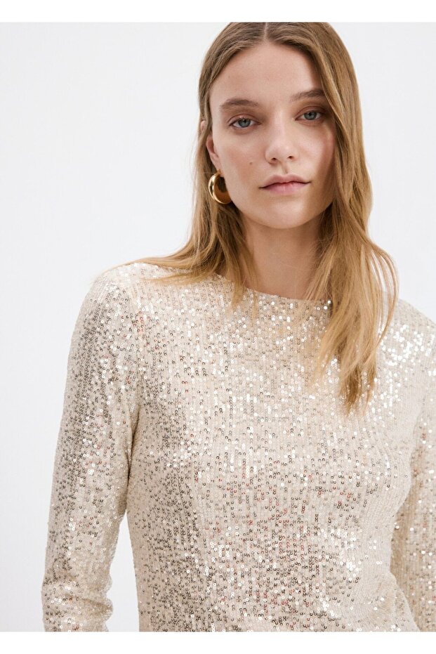 Payetli mini elbise - 6