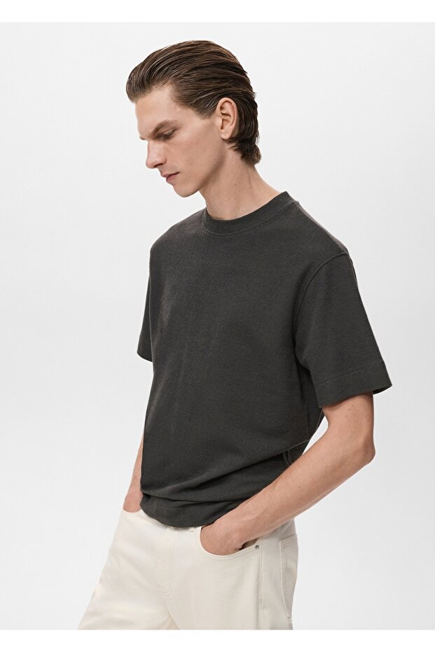 Pamuklu dokuma tişört - 7