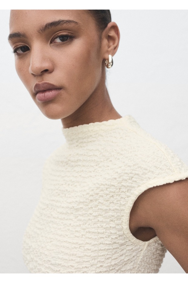 Krep pamuklu bluz - 6