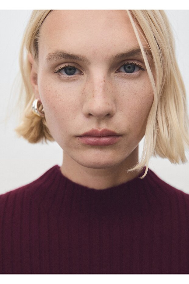 Perkins yaka ribana elbise - 6