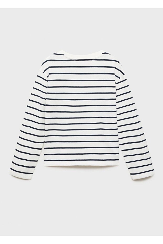 Çizgili basic tişört - 4