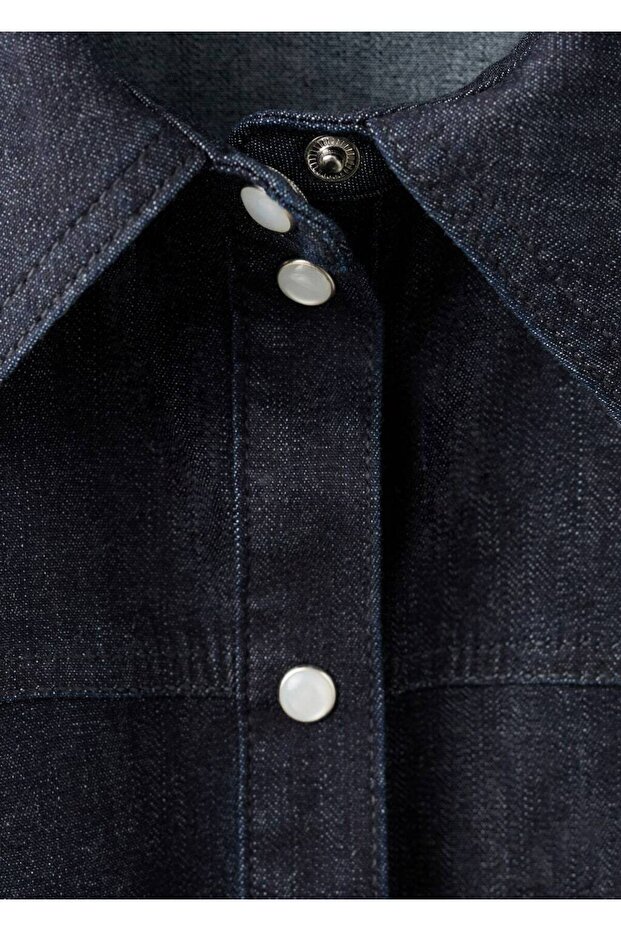 Dikişli kot gömlek - 7