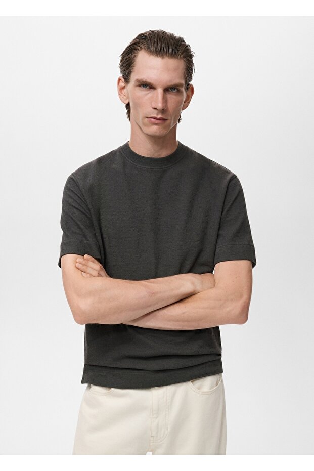 Pamuklu dokuma tişört - 1