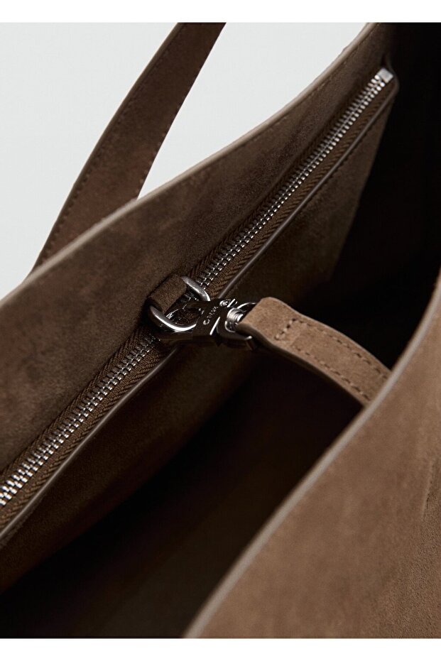 Süet deri shopper çanta - 3