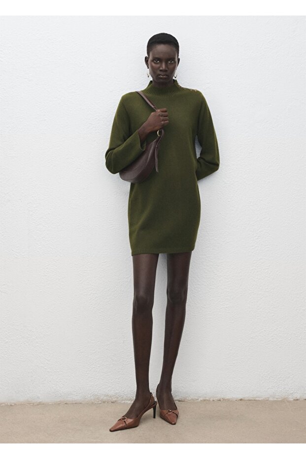 Düğmeli triko elbise - 2