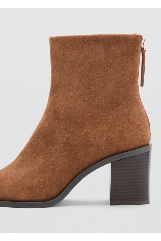 Apartman topuklu deri süet bot - 4