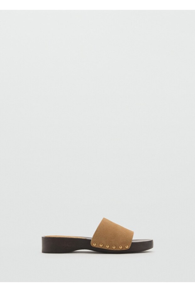 Ahşap tabanlı süet sandalet - 2