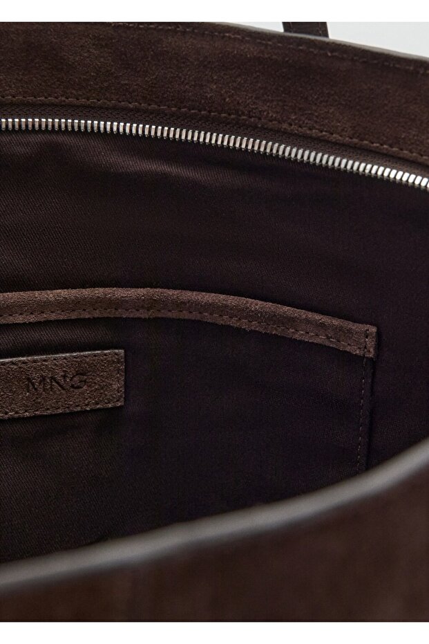 Süet shopper çanta - 6