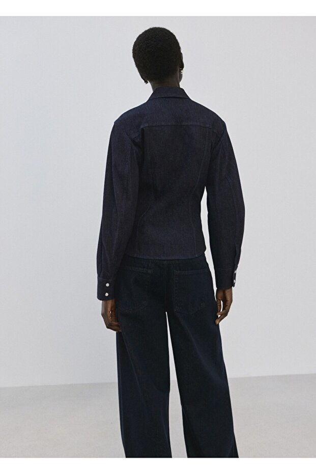 Dikişli kot gömlek - 4