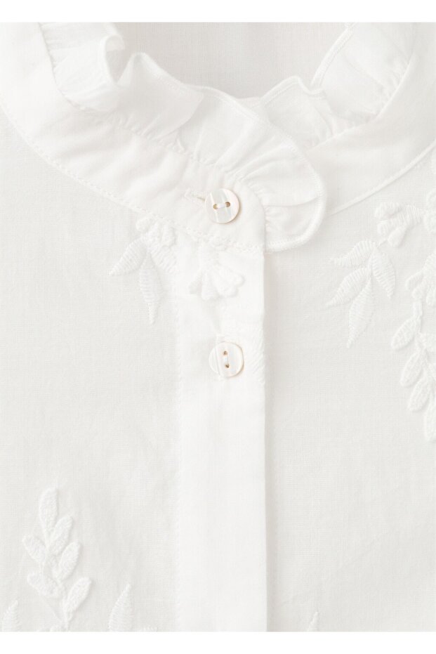 Çiçek işlemeli bluz - 5