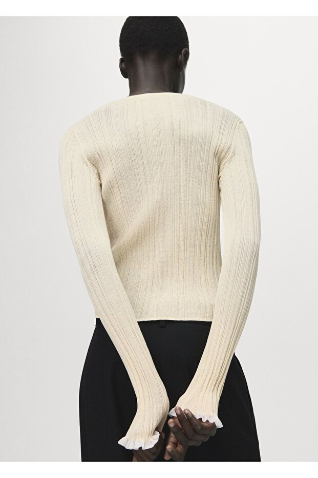 Kontrast biyeli hırka - 4