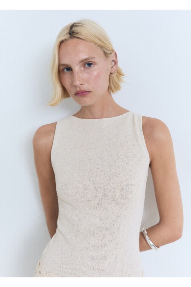 Kemerli örgü elbise - 5