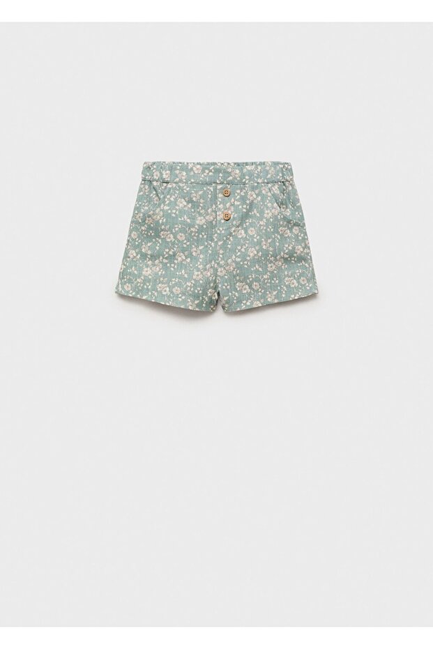 Çiçekli pamuklu şort - 1