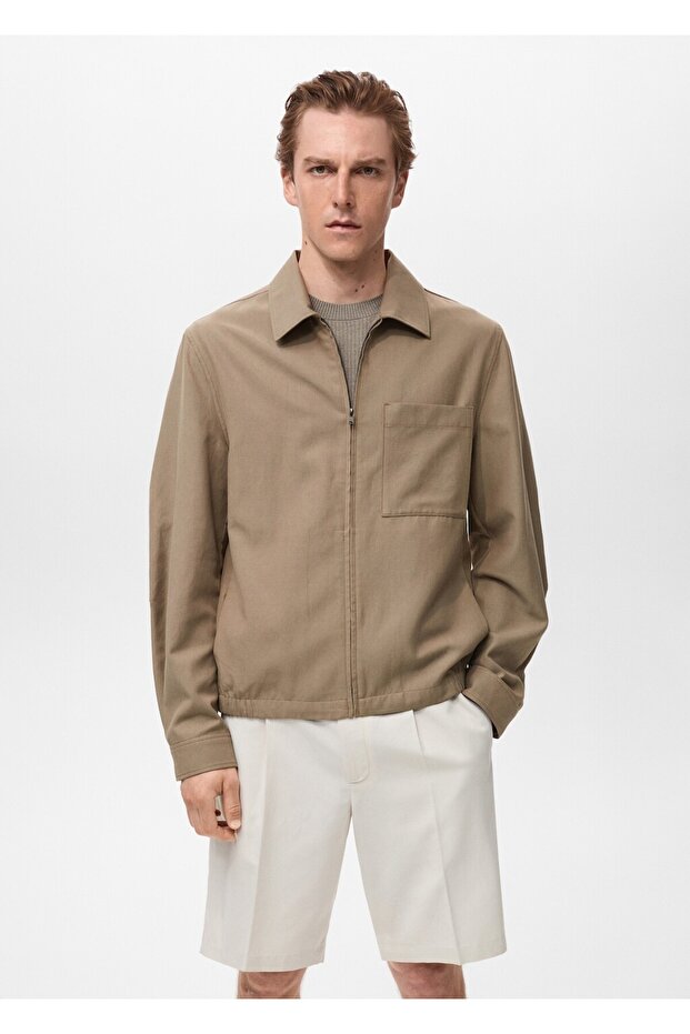 Dökümlü desenli gömlek - 1