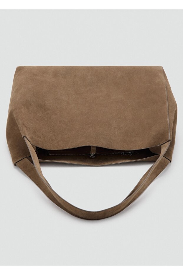Süet deri shopper çanta - 5