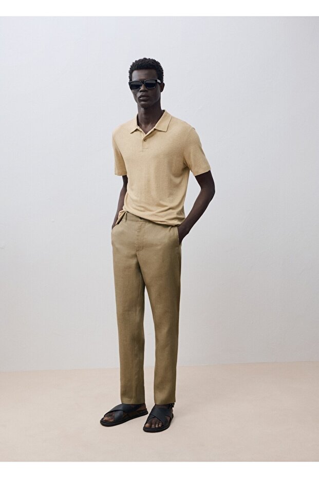Slim fit %100 keten pantolon - 8