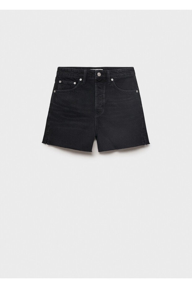 Paçaları dikişsiz denim şort - 3