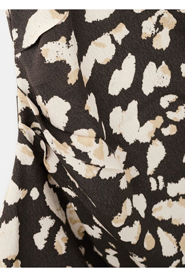 Hayvan desenli drape bluz - 5