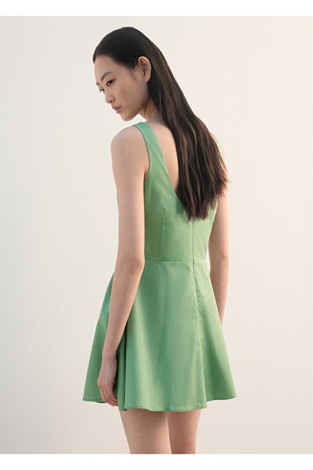 Evaze pamuklu elbise - 4