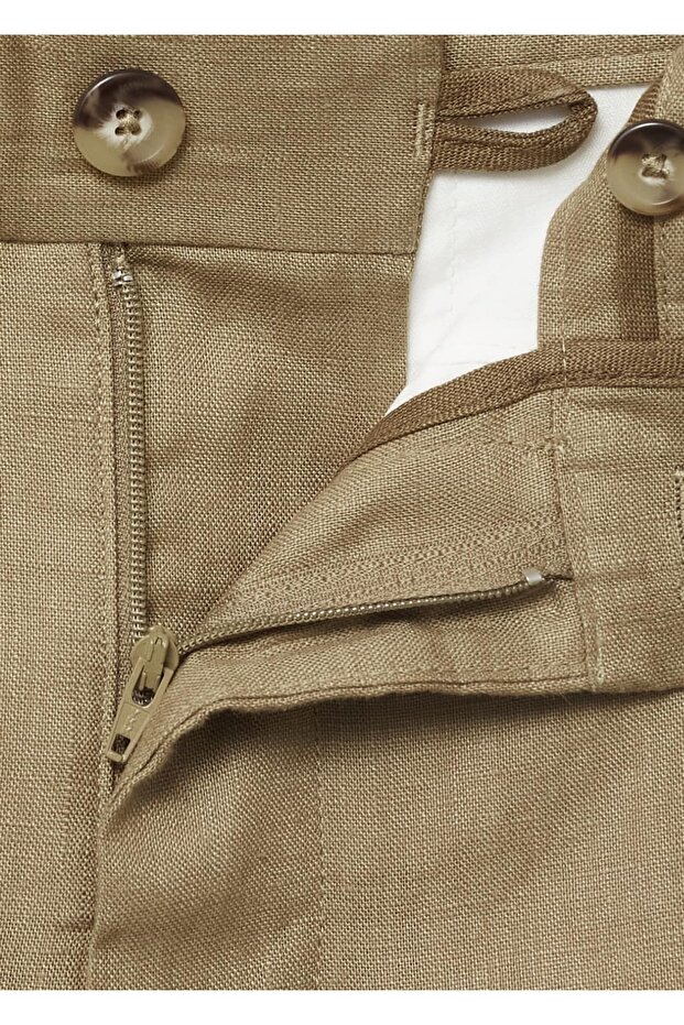 Slim fit %100 keten pantolon - 5