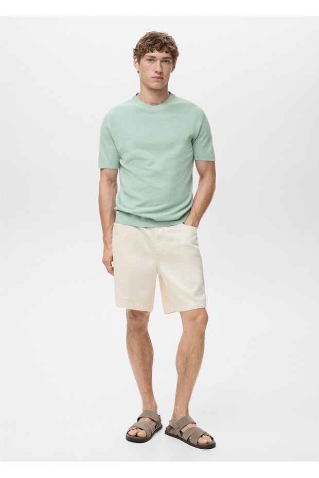 Pamuklu ince dokuma tişört - 2