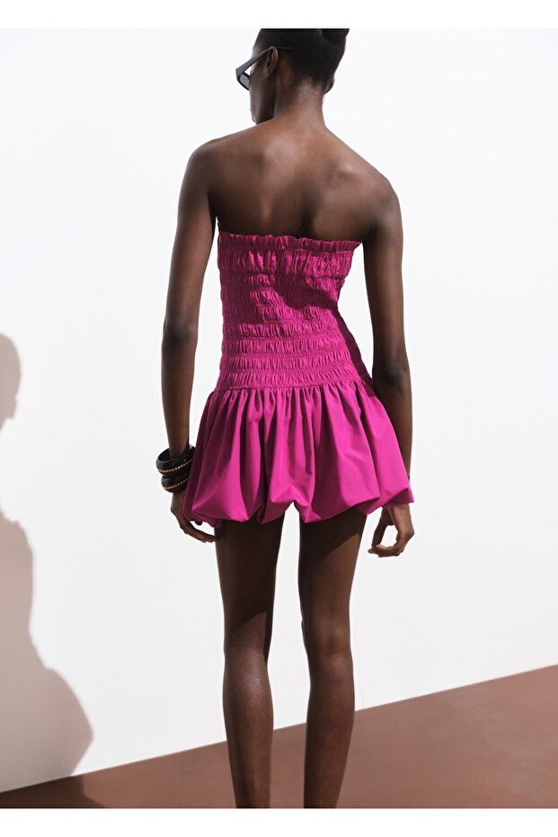 Balon etekli kısa elbise - 4