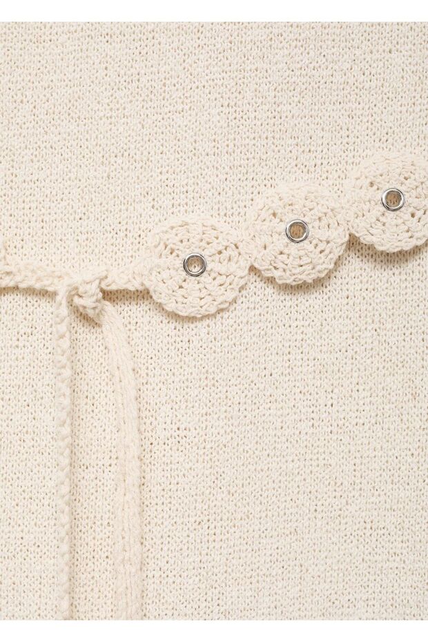 Kemerli örgü elbise - 7